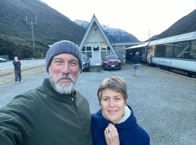 A stop at Arthurs Pass on the Tranz Alpine Rail Journey