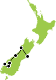 Privately Guided South Island 7 Day Tour Small Map